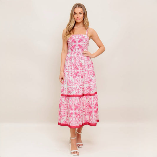 Pink Garden Midi Dress