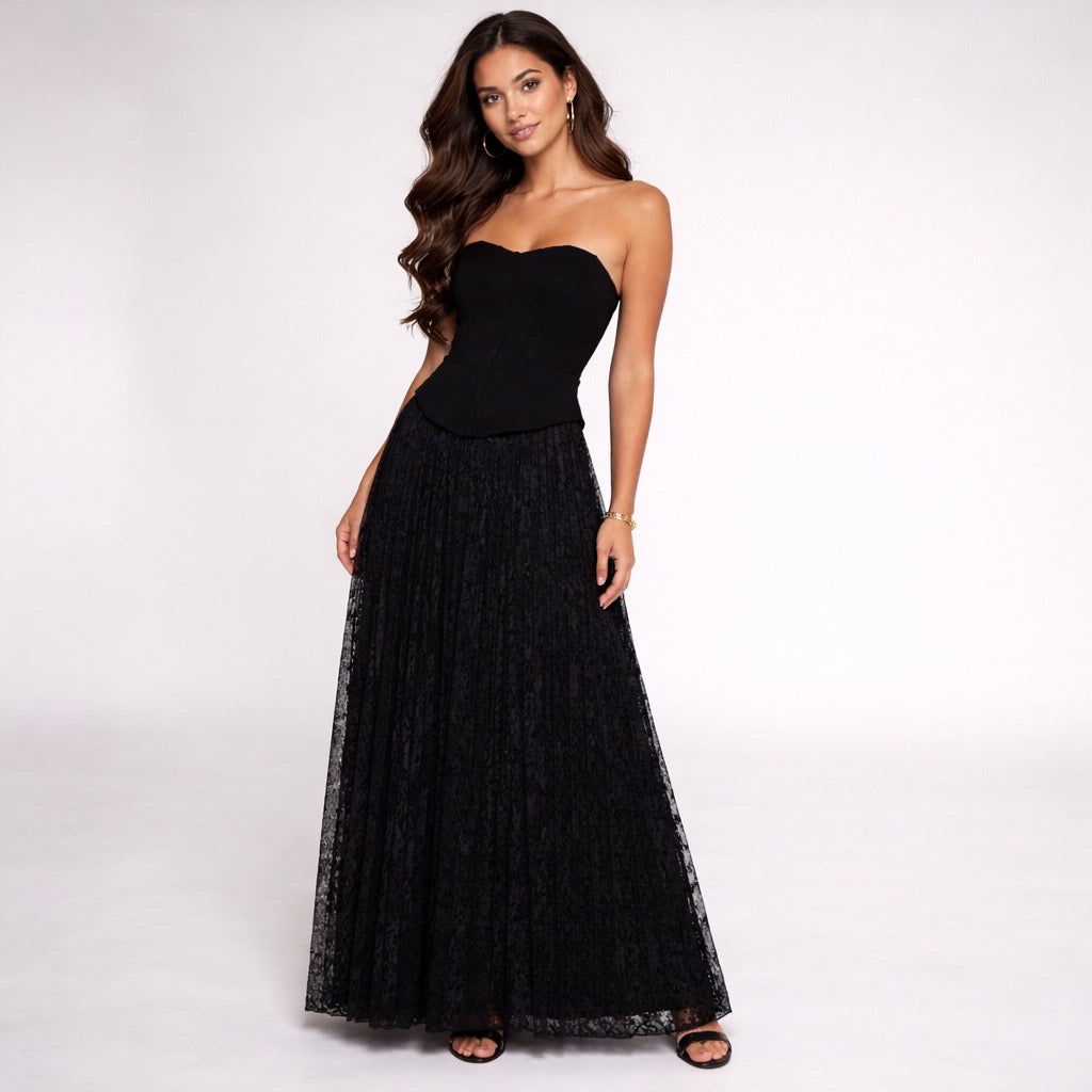 Midnight Romance Corset Lace Maxi Dress