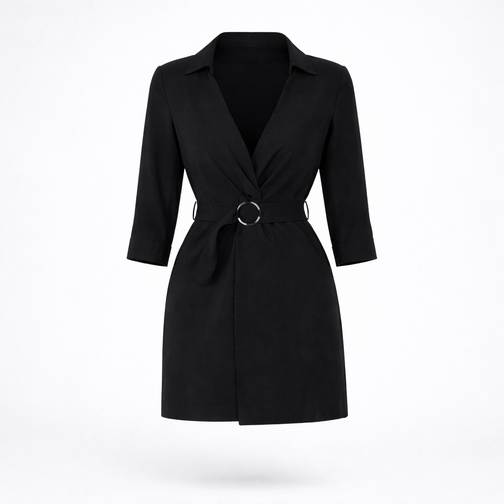 Black Blazer Mini Dress with Belt
