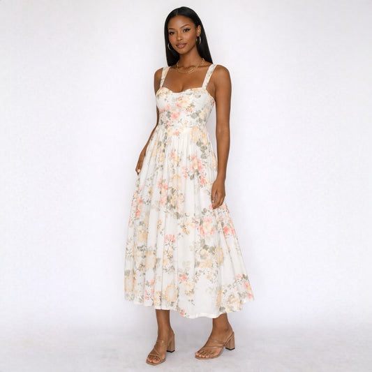 Corset Floral Midi Dress