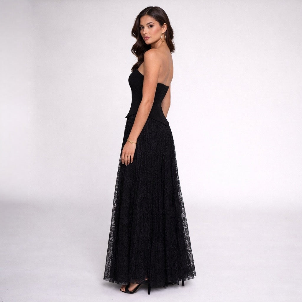 Midnight Romance Corset Lace Maxi Dress