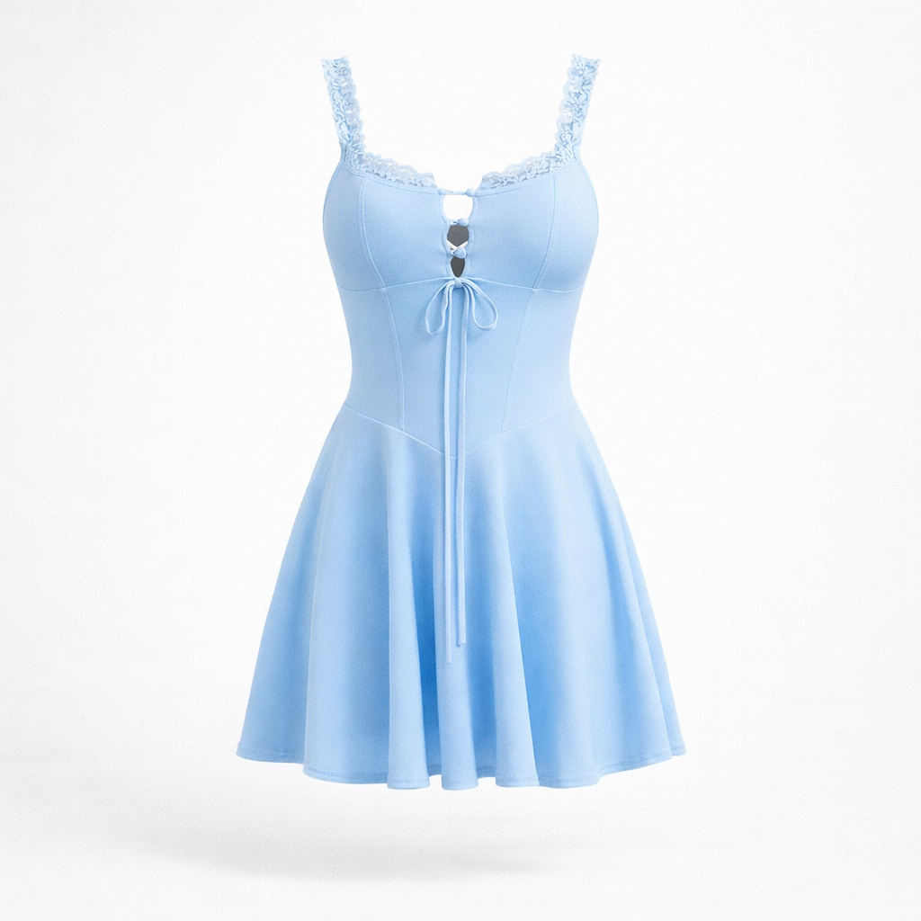 Sky Blue Fit & Flare Mini Dress