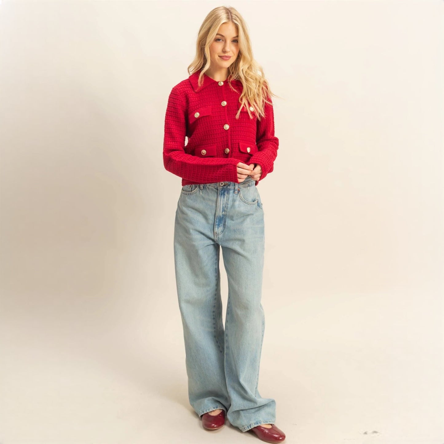 Textured Knit Sweater Jacket