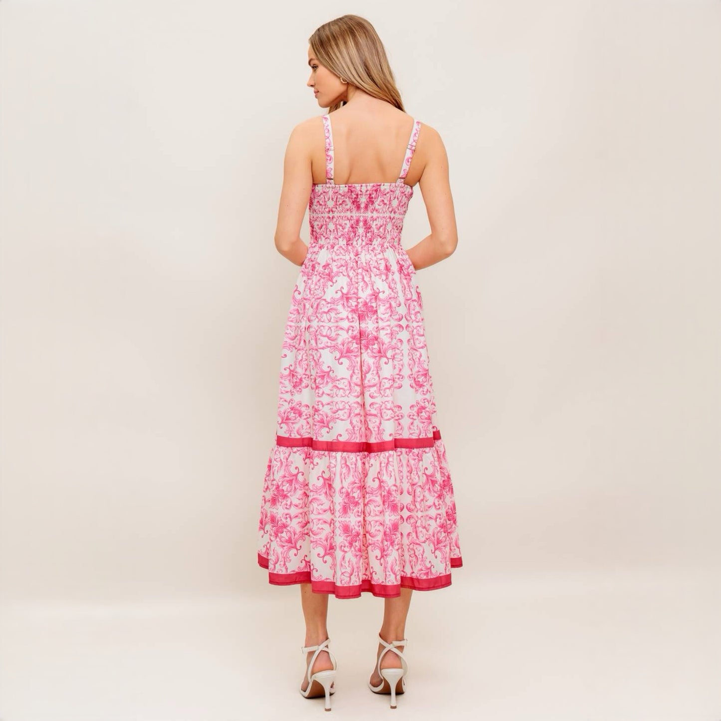 Pink Garden Midi Dress