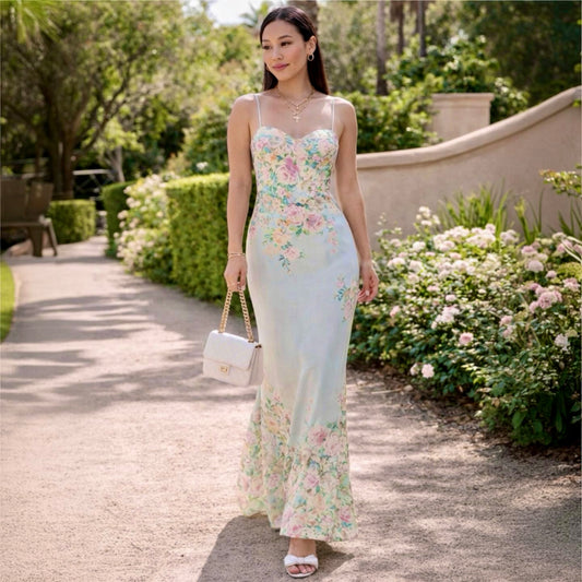 Enchanted Bloom Mermaid Maxi Dress