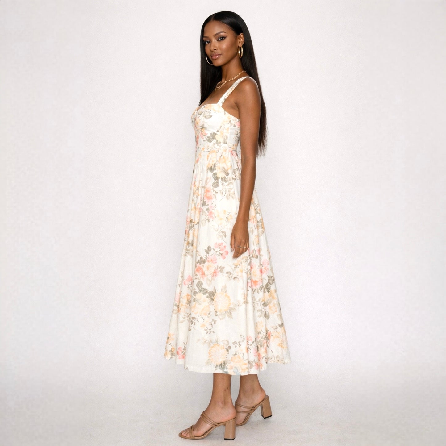 Corset Floral Midi Dress