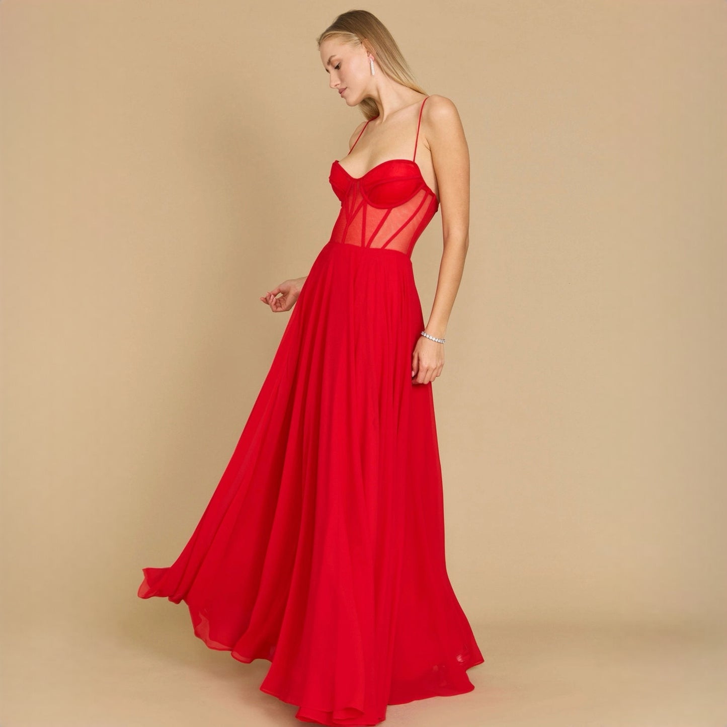 Red Corset Evening Gown