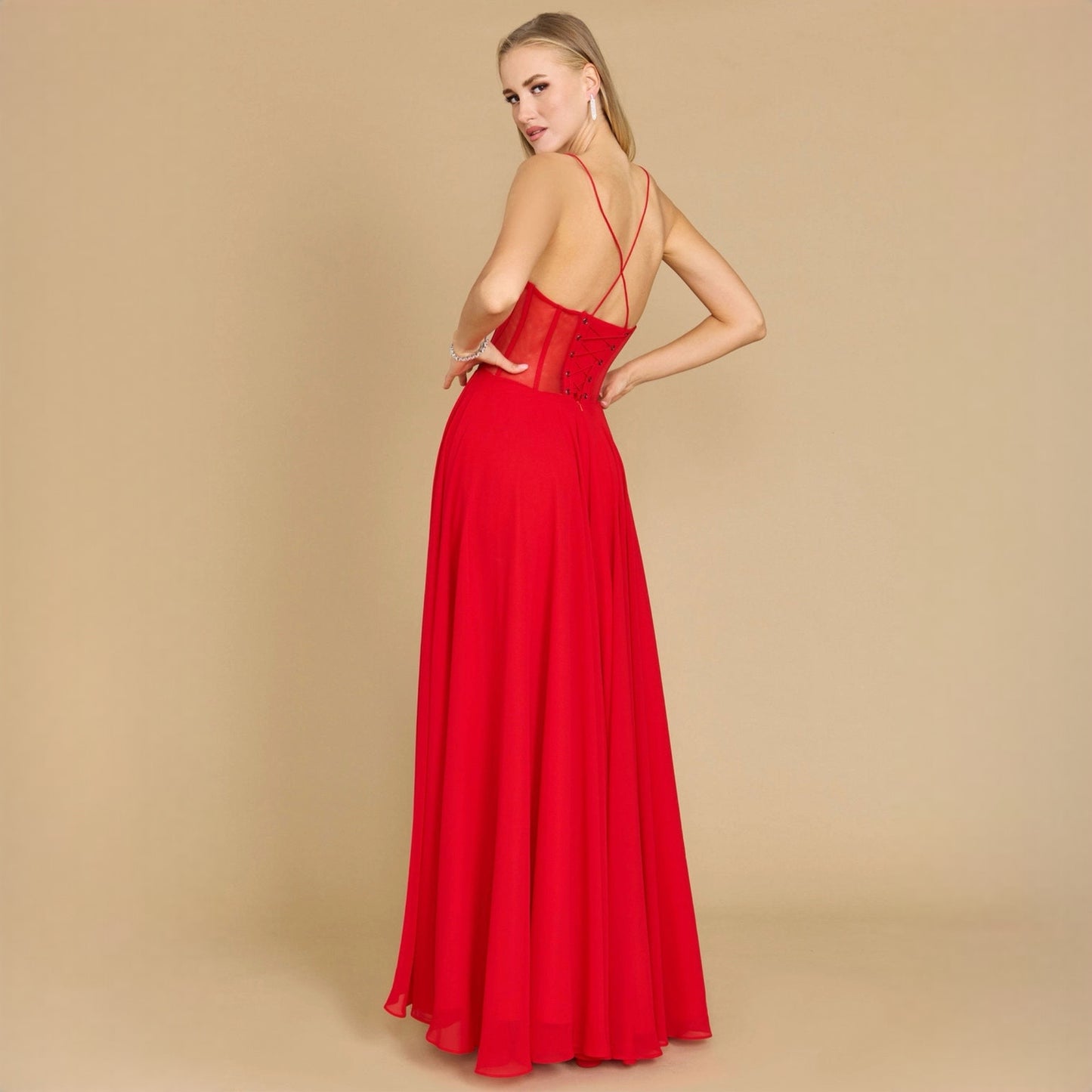 Red Corset Evening Gown