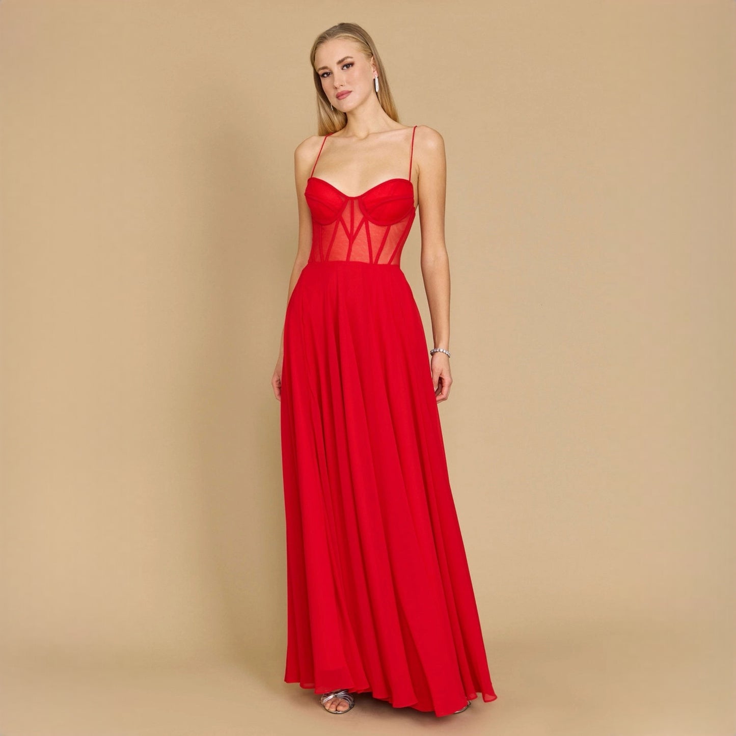 Red Corset Evening Gown