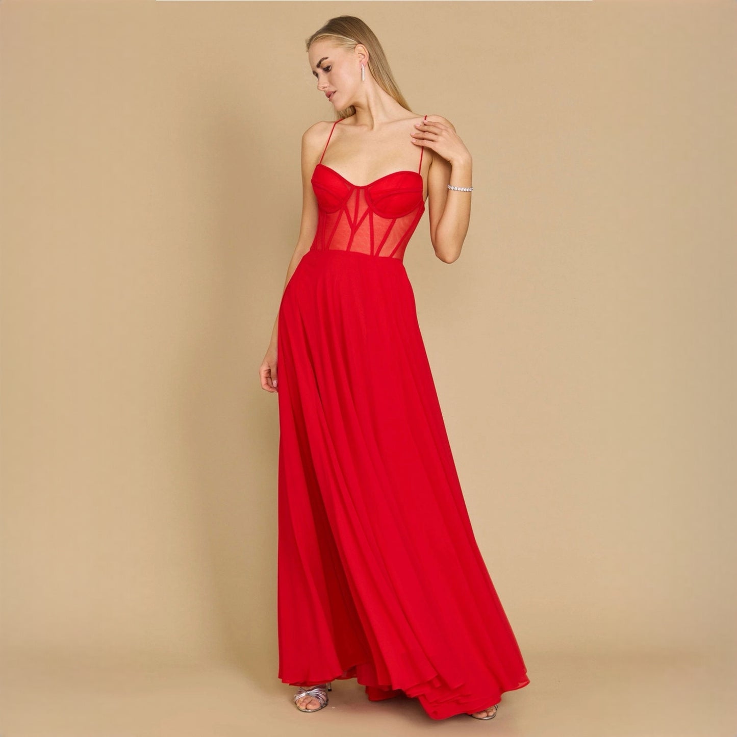 Red Corset Evening Gown