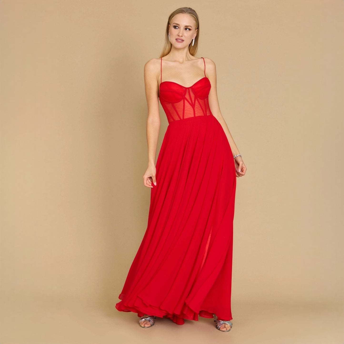 Red Corset Evening Gown