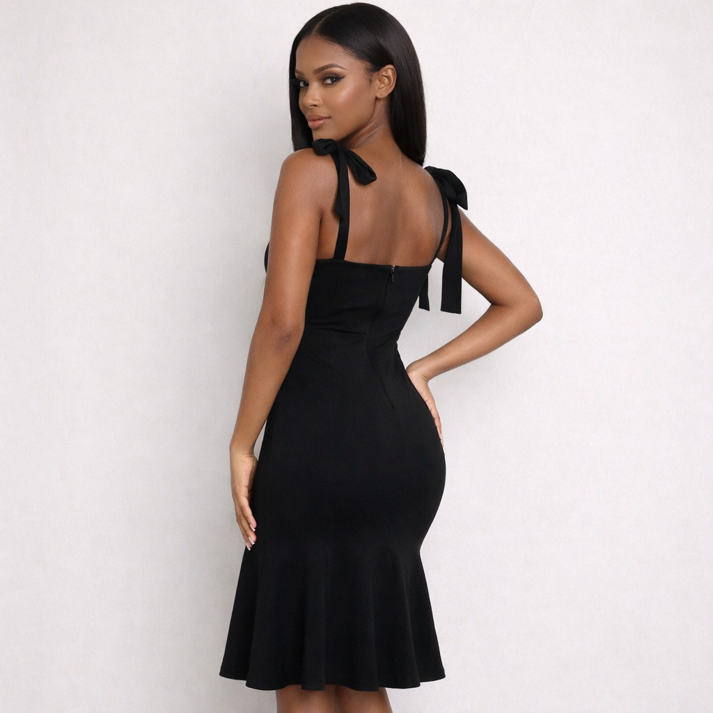 Black Mermaid Midi Dress