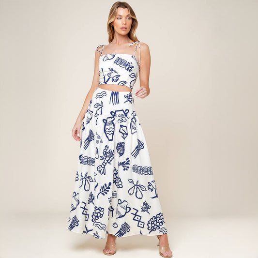 Coastal Print Skirt Set