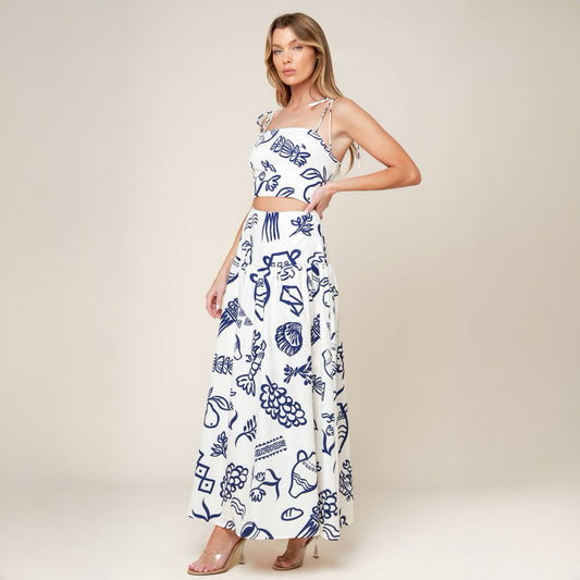 Coastal Print Skirt Set