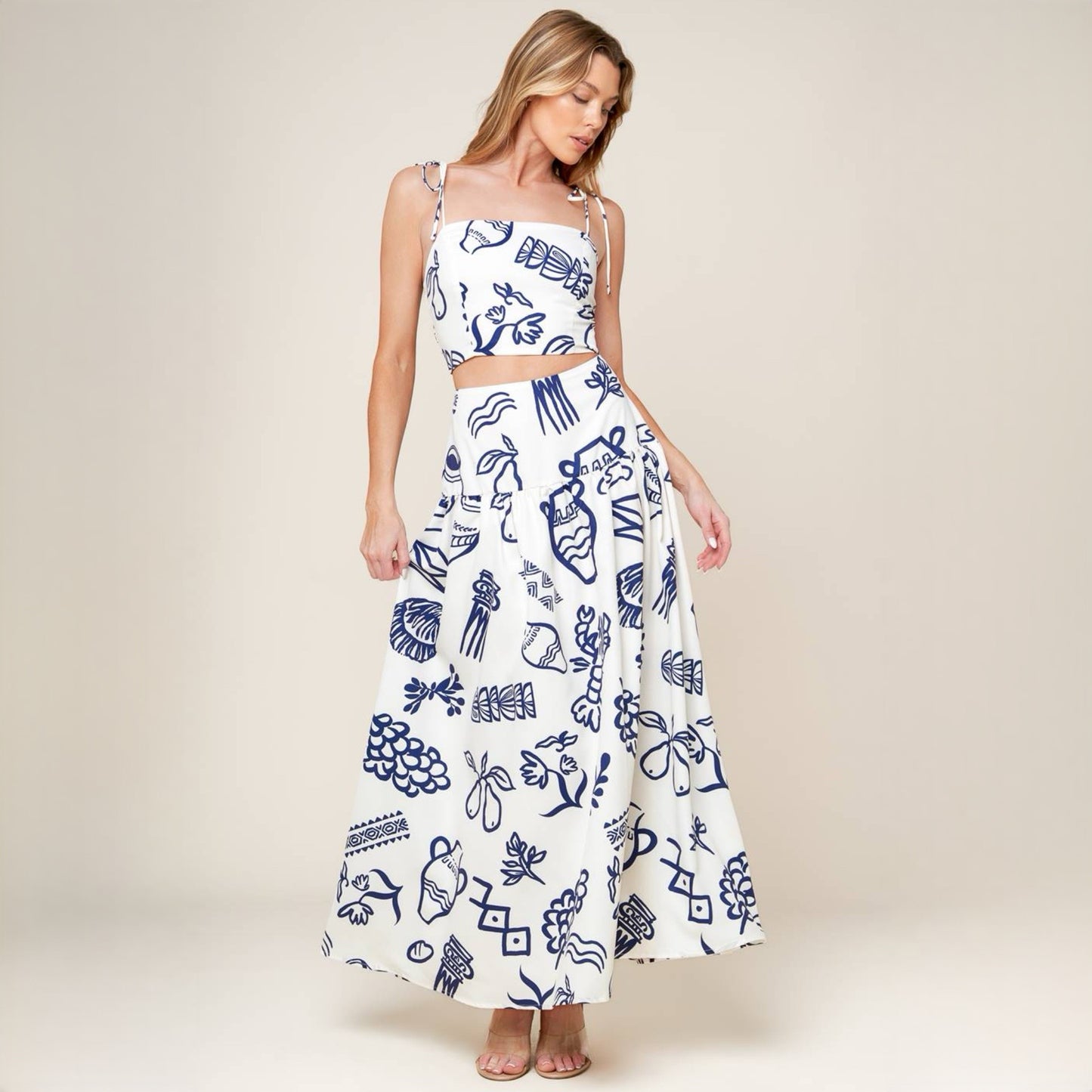 Coastal Print Skirt Set
