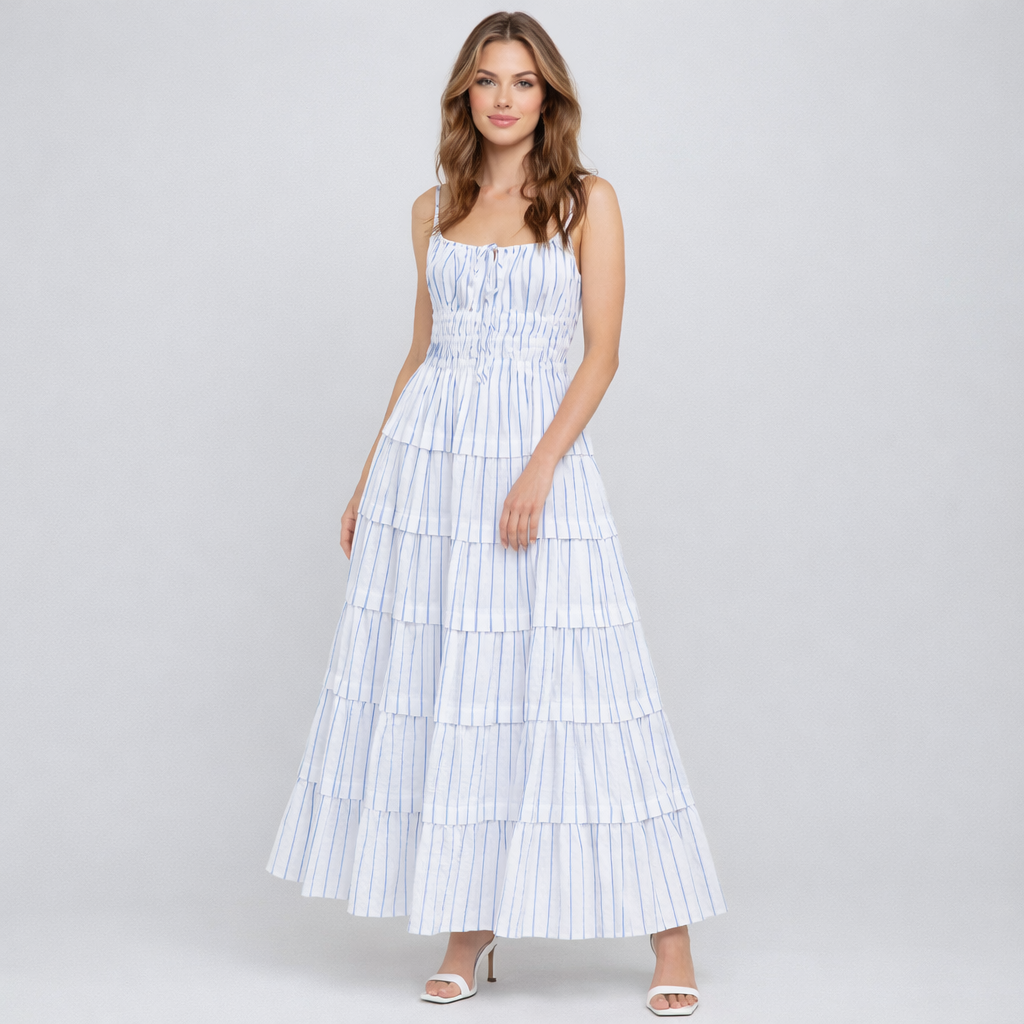 Seaside Breeze Tiered Midi Dress