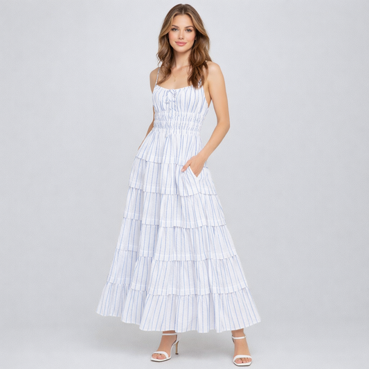 Seaside Breeze Tiered Midi Dress
