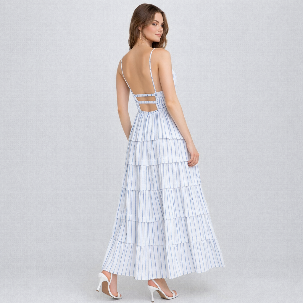 Seaside Breeze Tiered Midi Dress