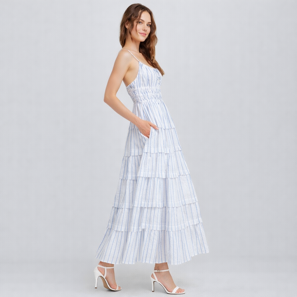 Seaside Breeze Tiered Midi Dress