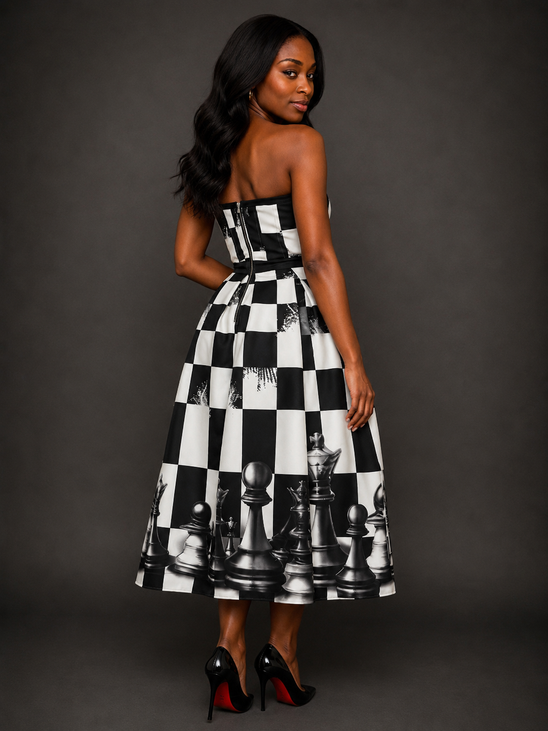Chessboard Couture Midi Dress