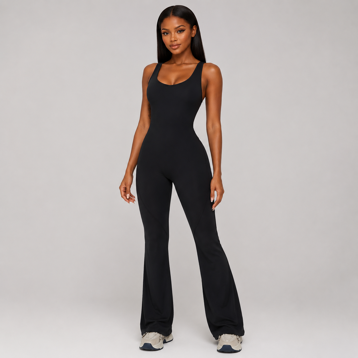Open-Back Active Jumpsuit – Black