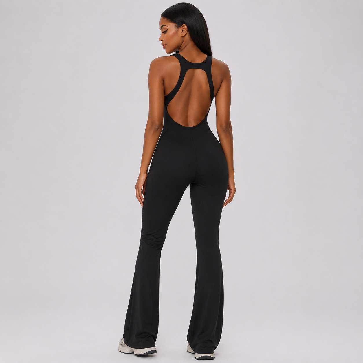Open-Back Active Jumpsuit – Black