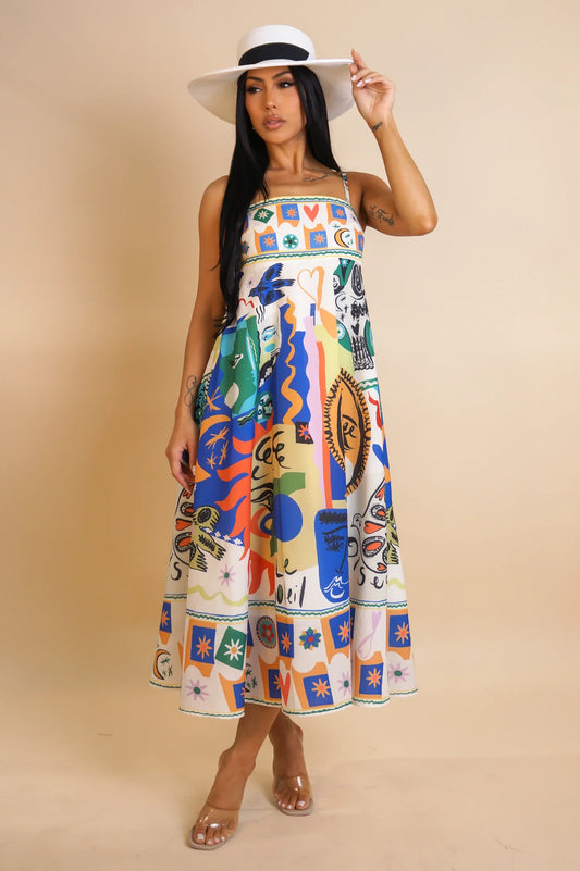 Summer Print Midi Dress