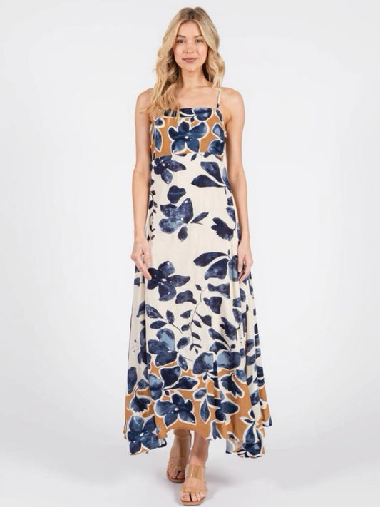 Floral Print Sleeveless Maxi Dress