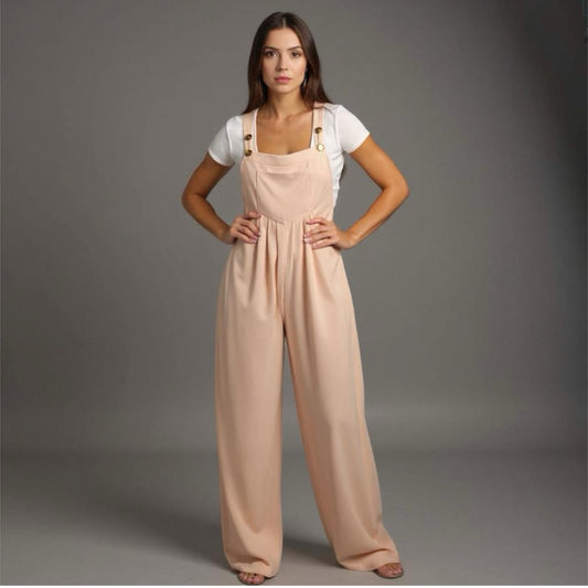 Comfy Pleated Front Pocket Wide Leg Jumpsuit