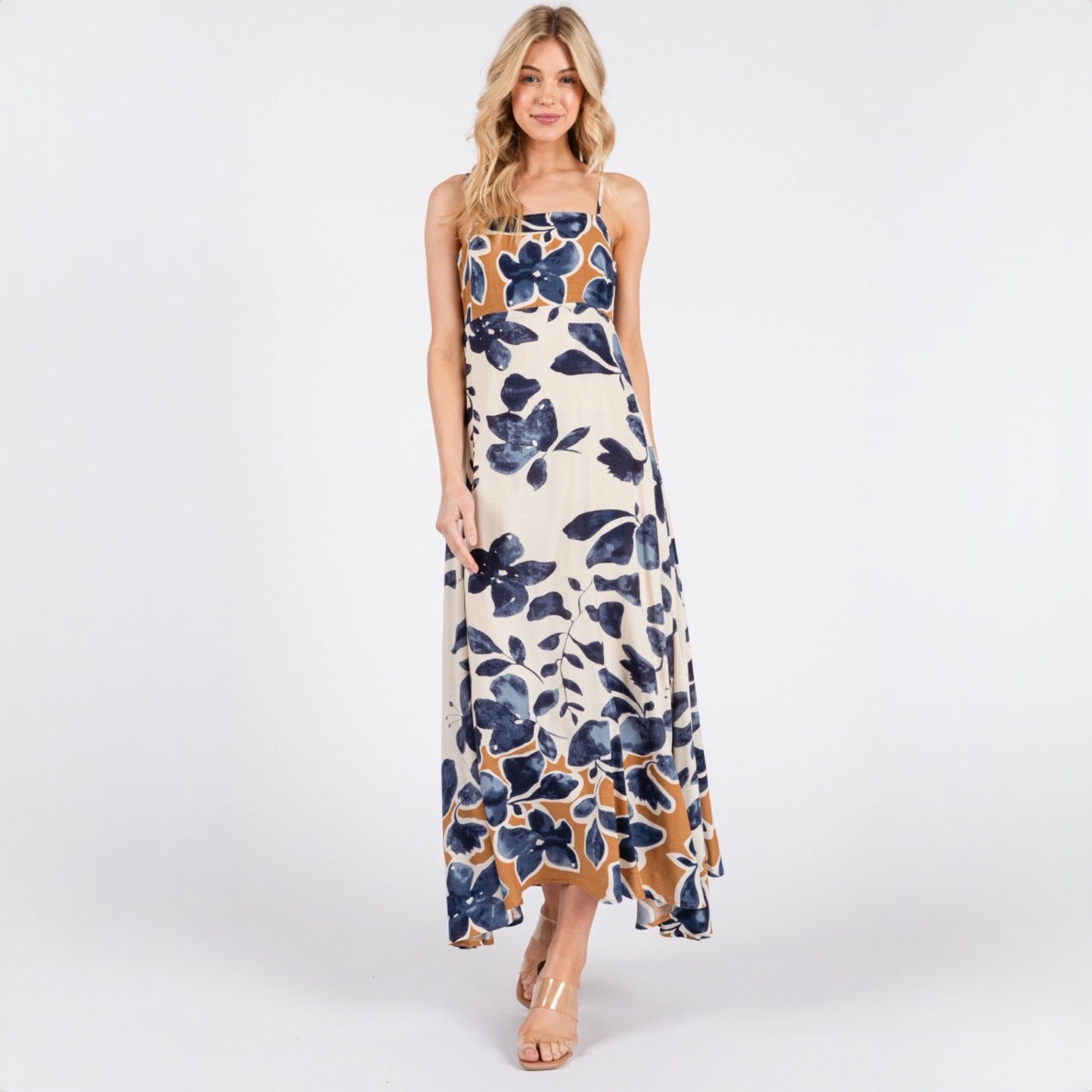 Floral Print Sleeveless Maxi Dress