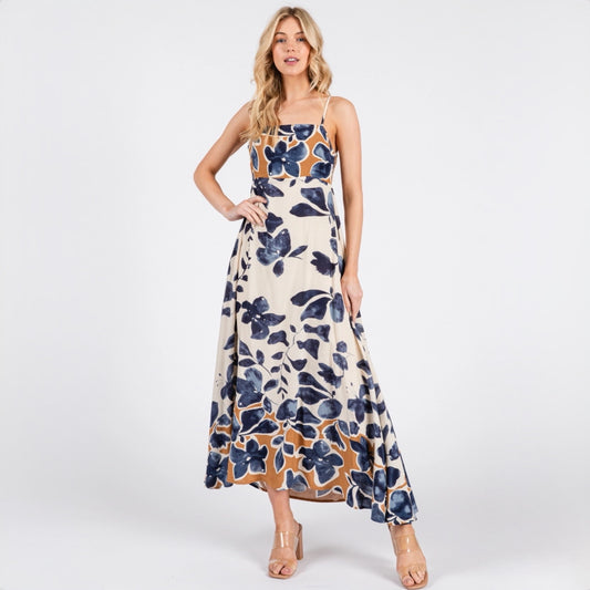 Floral Print Sleeveless Maxi Dress