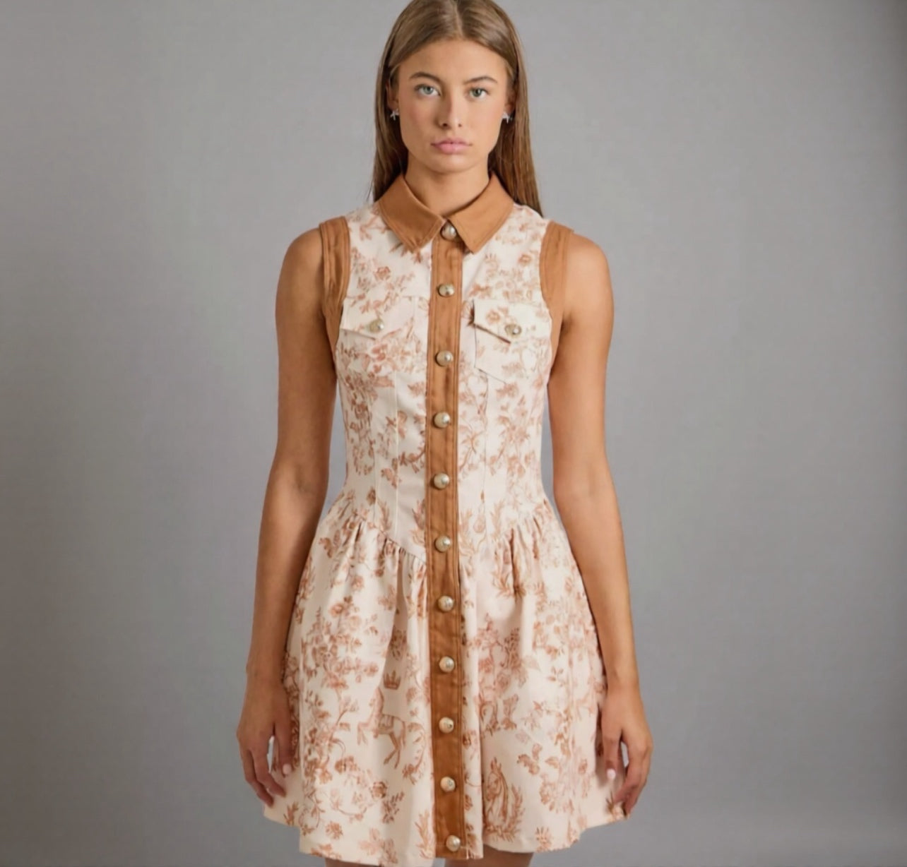 Floral Button Front Mini Dress