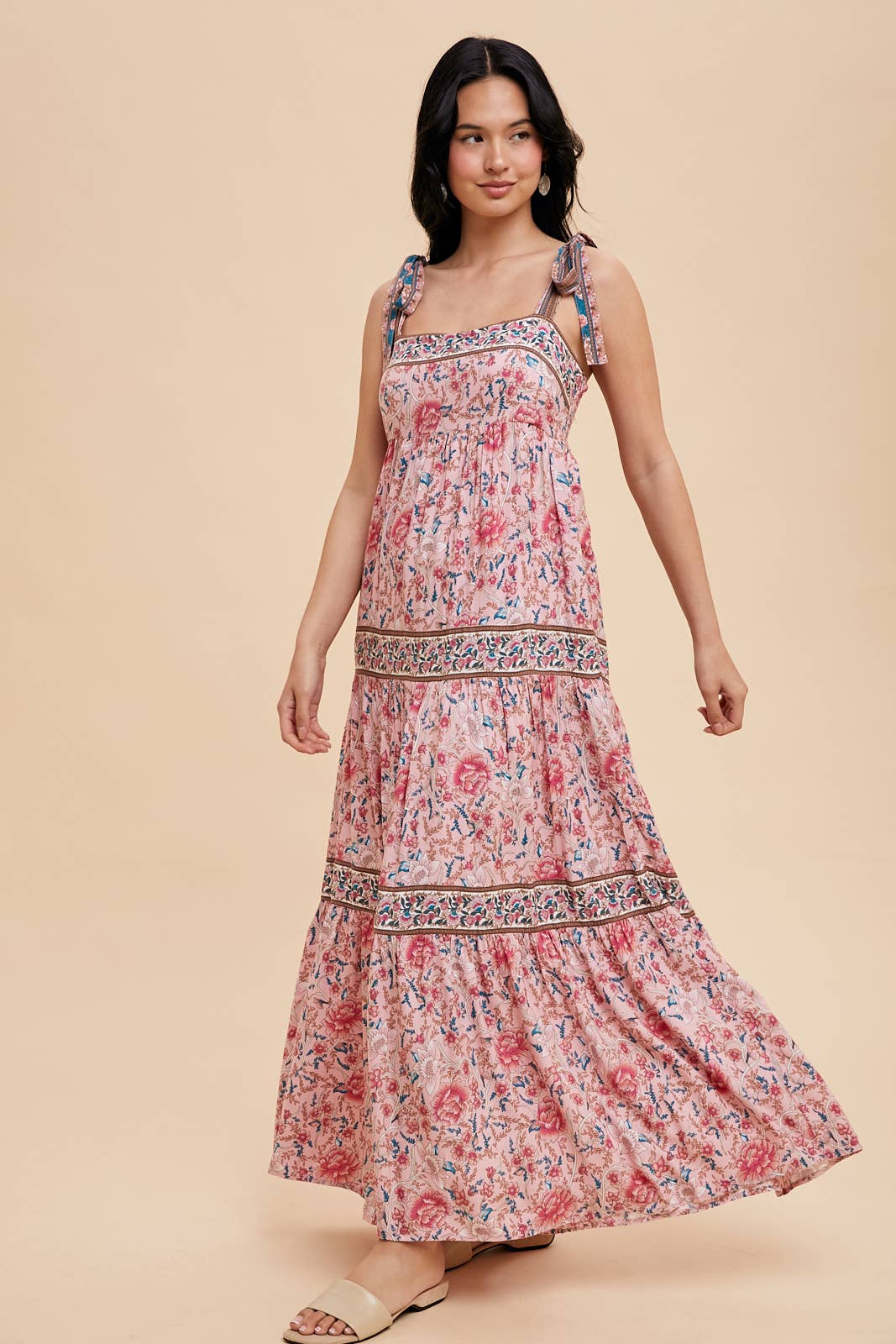 Fuschia Border Print Floral Maxi Dress