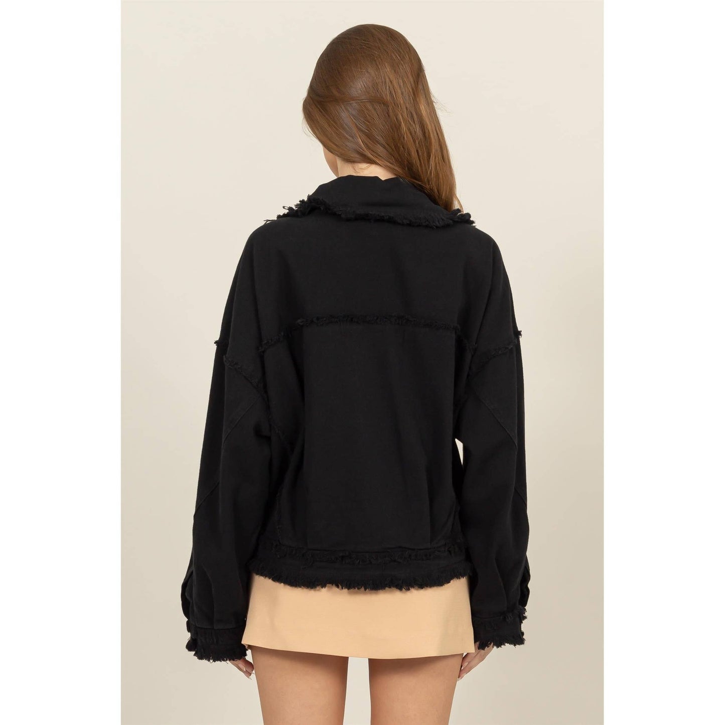 Oversized Frayed Denim Jacket