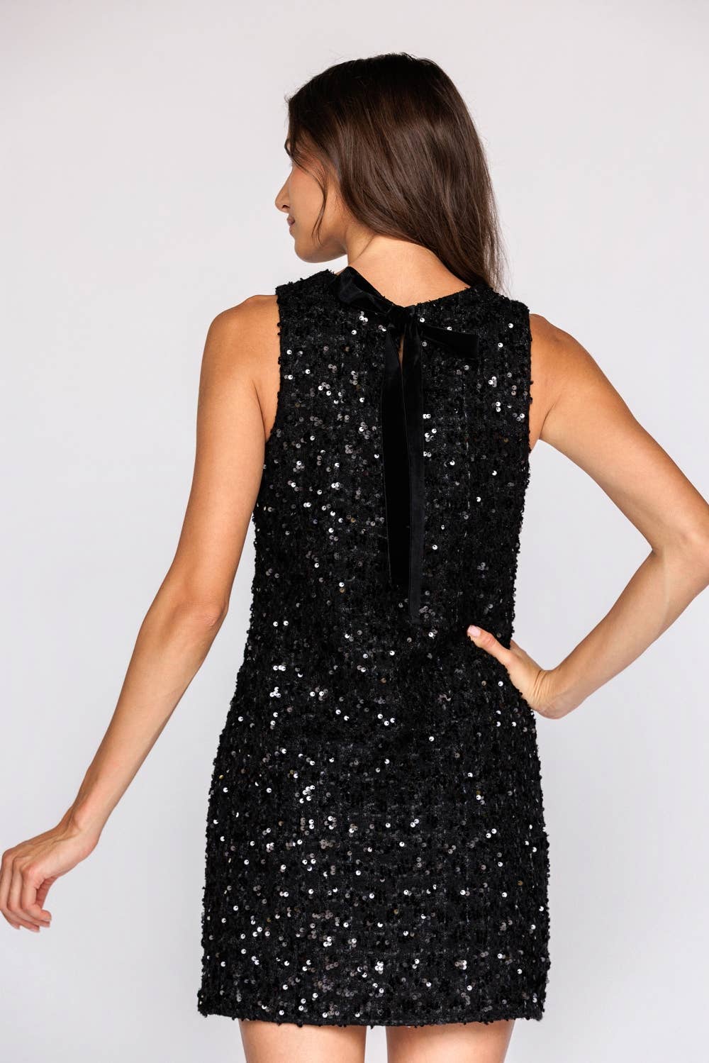Bow Tie Back Sequin Mini Dress