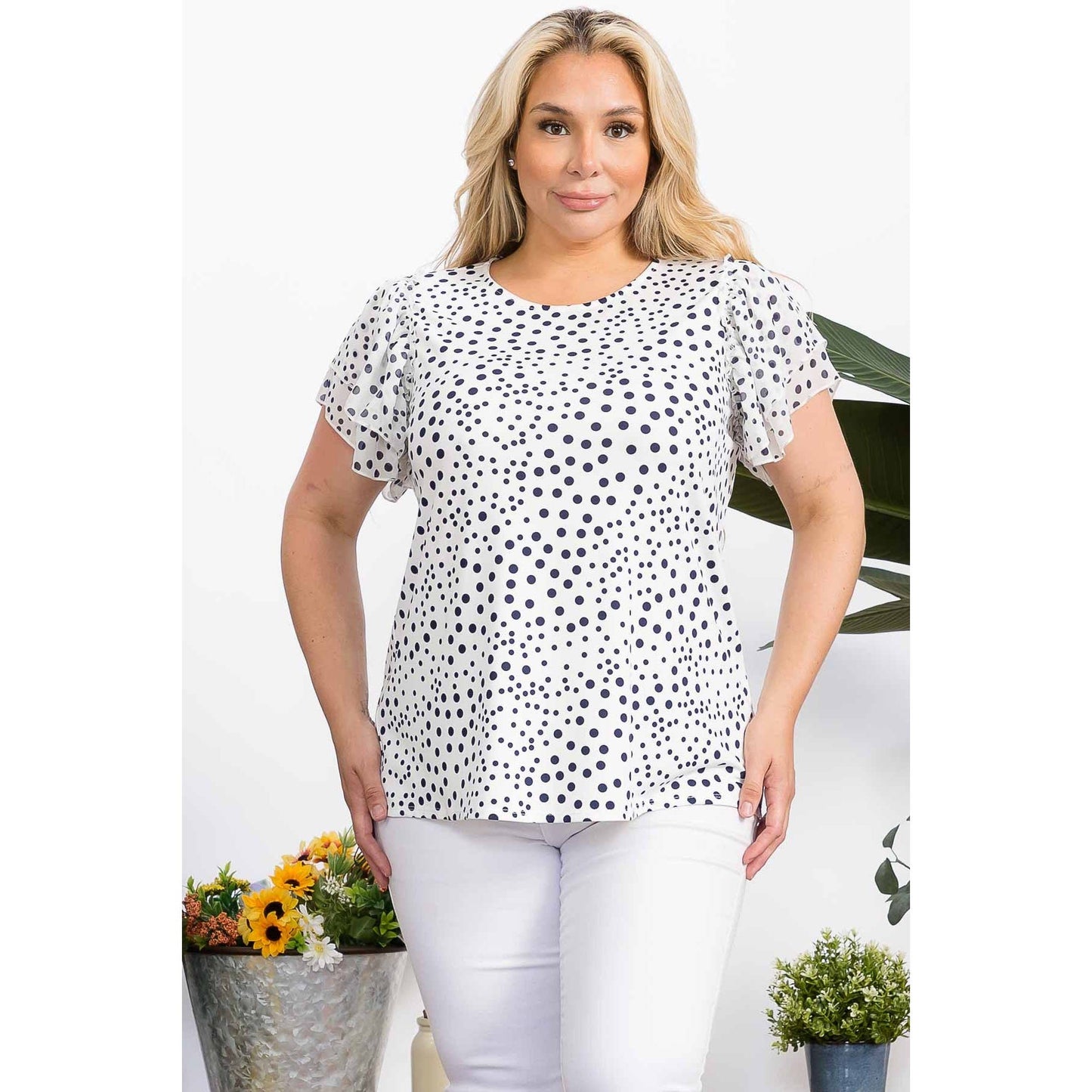 PLUS POLKA DOT RUFFLE TEE