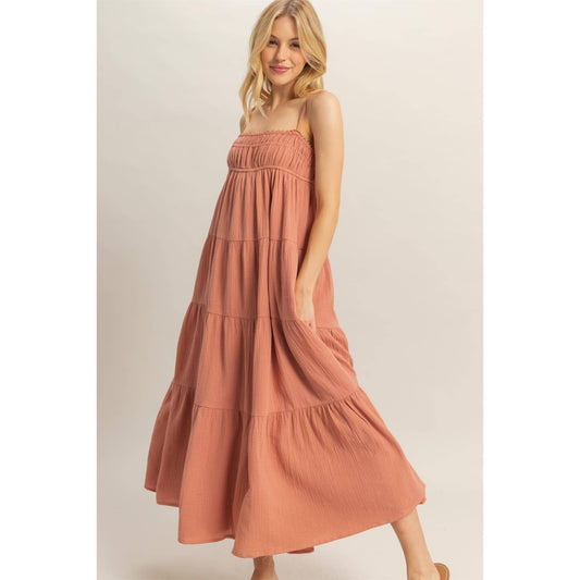 Empire Waist Sleeveless Tiered Maxi Dress