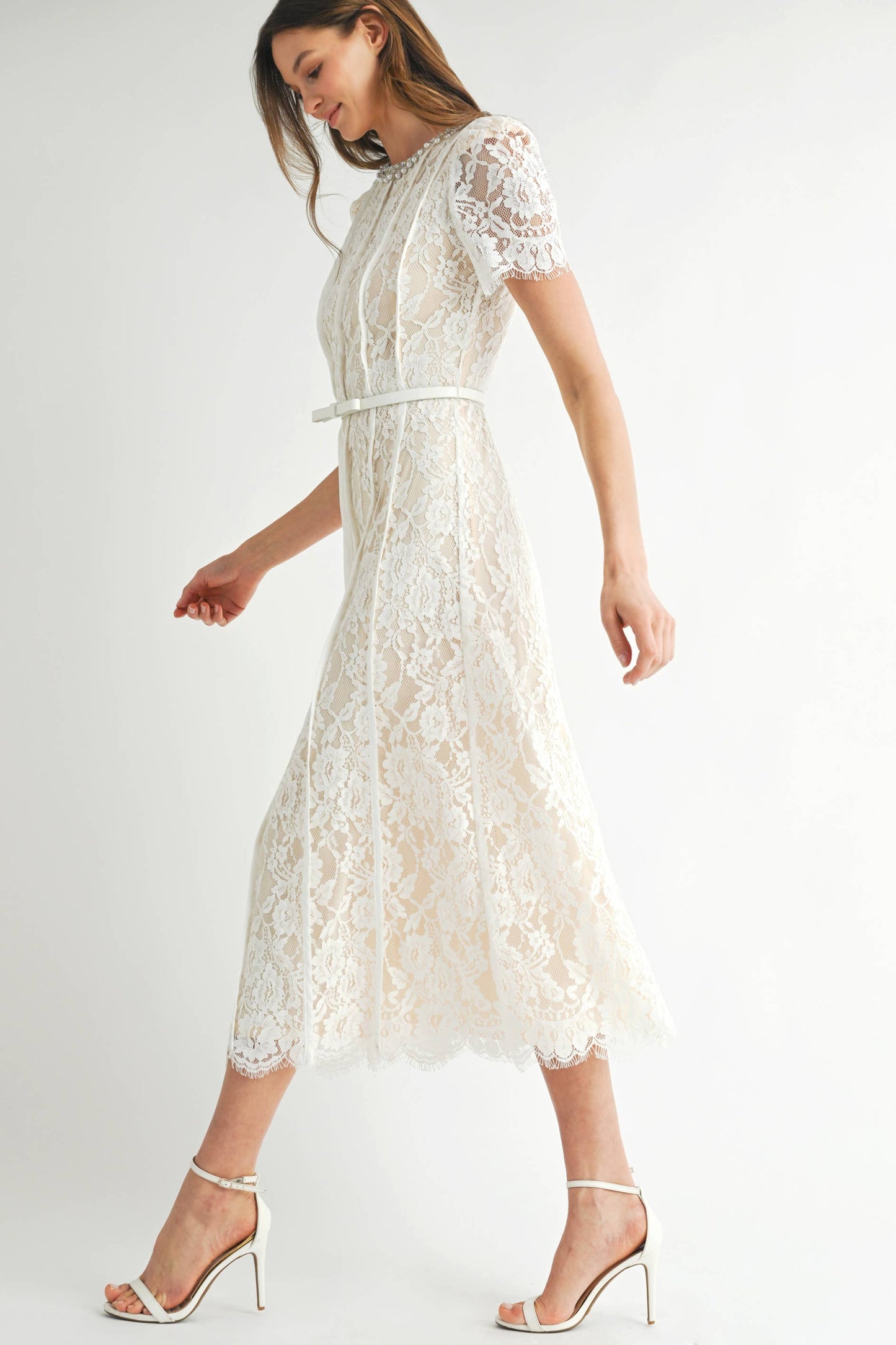 Lace Embellished Midi Dress