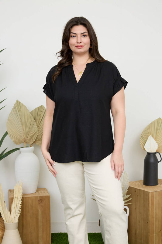 Comfy Black Linen Top