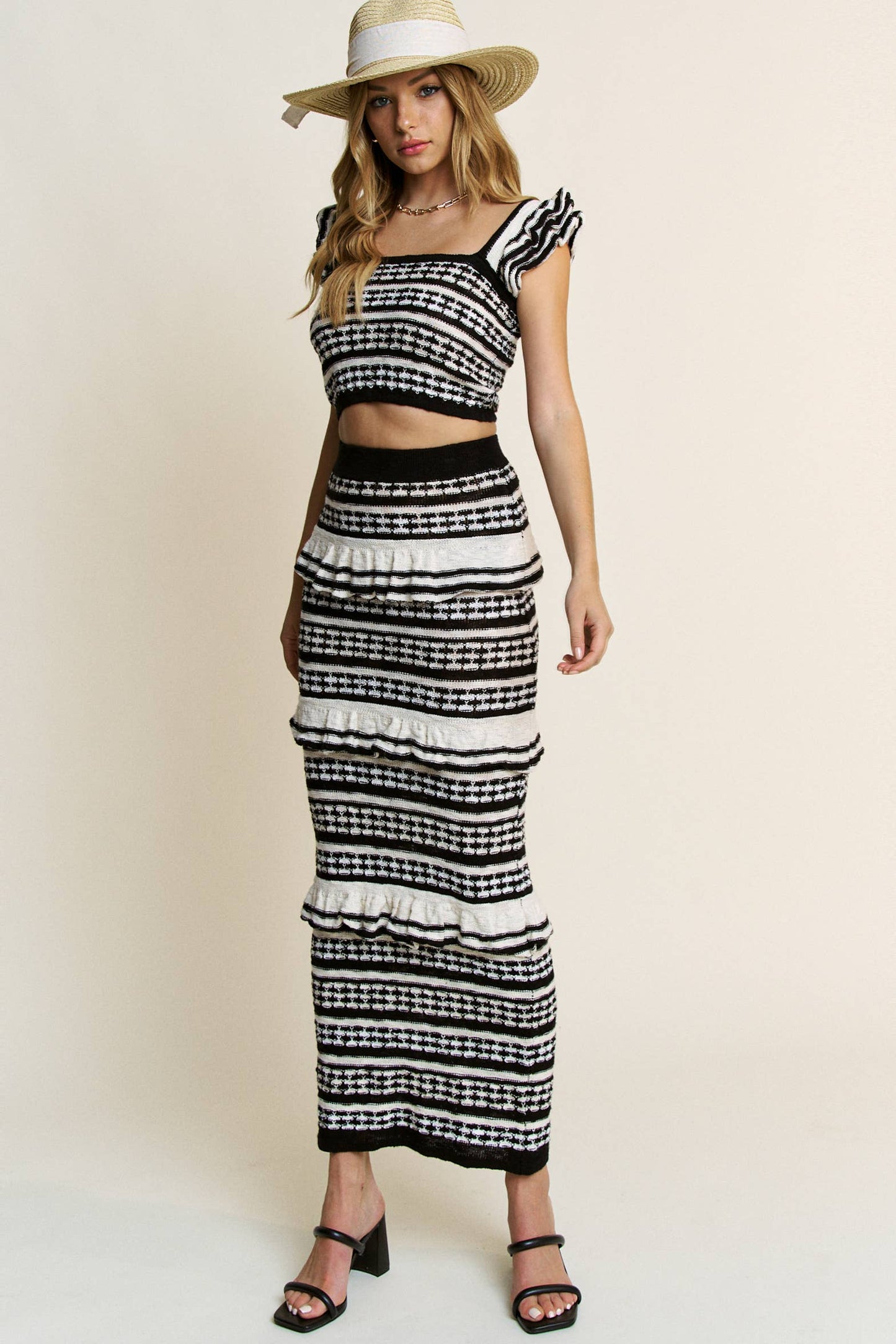 Ruffled Top and Maxi Skirt Set