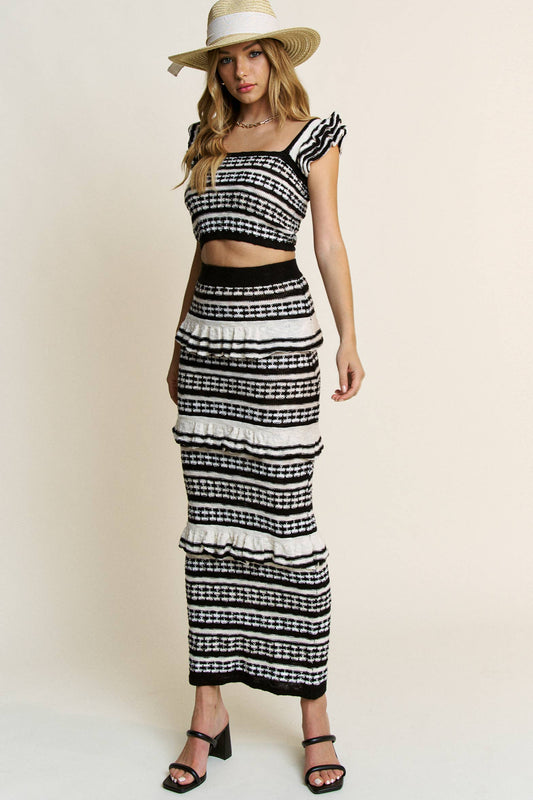 Ruffled Top and Maxi Skirt Set