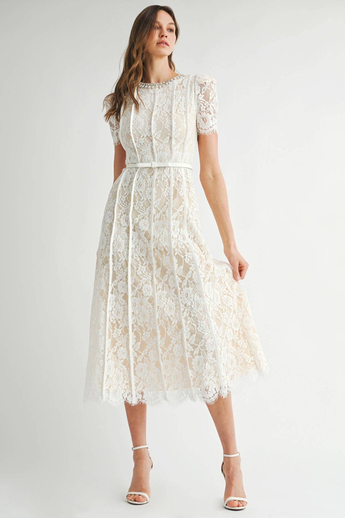 Lace Embellished Midi Dress