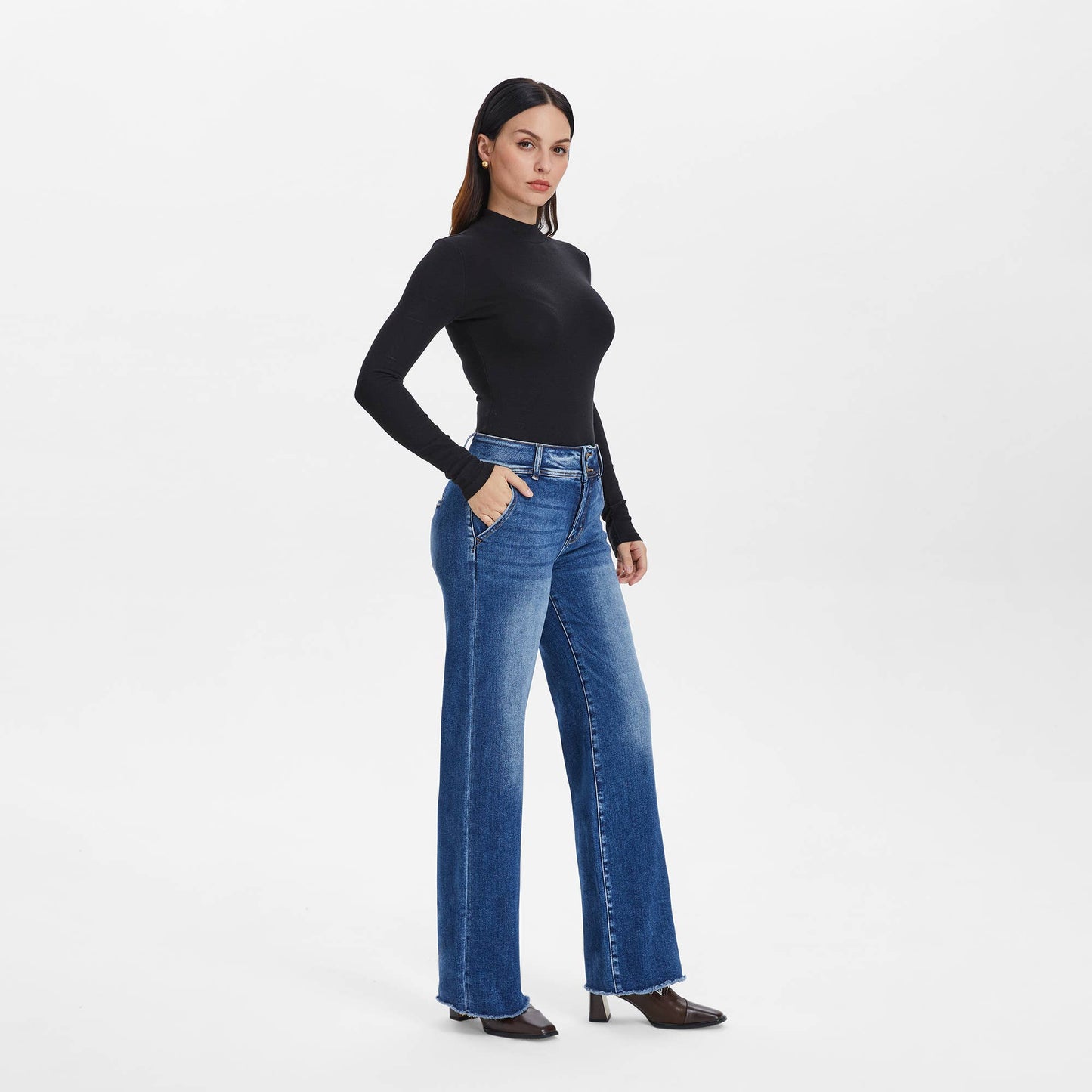 Raw Hem Straight Leg Jeans
