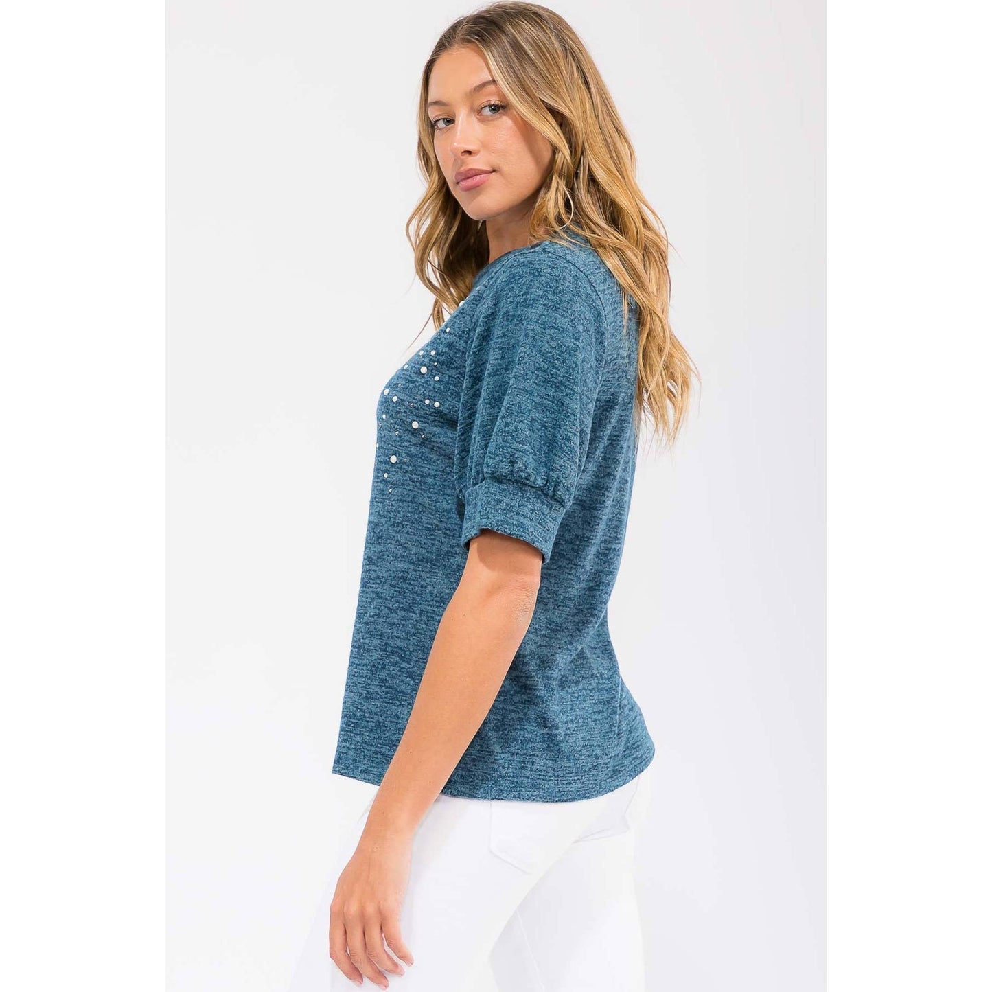 Puff Sleeves Knit Top