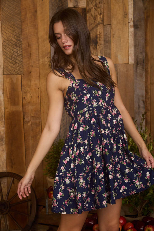 Navy Floral Mini Dress