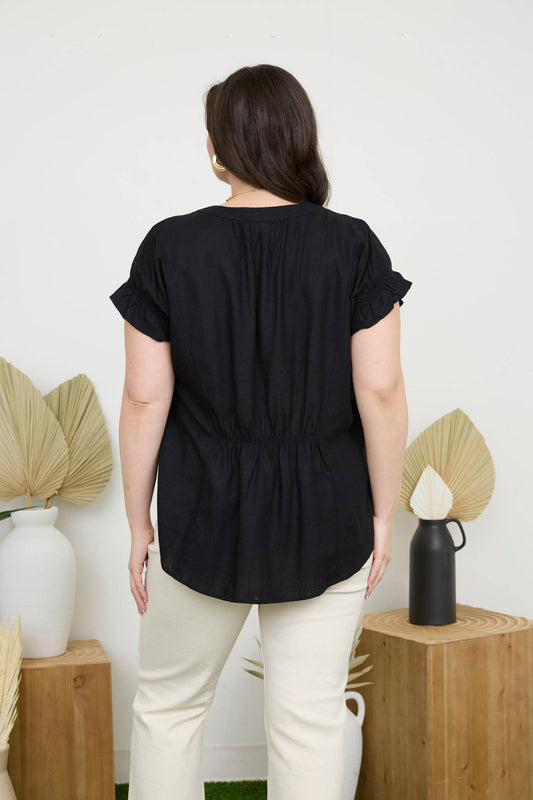 Comfy Black Linen Top