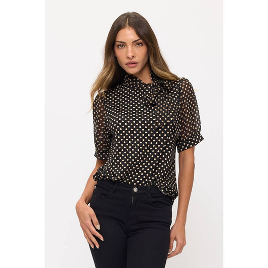 Polka Dots Tie Neck Top