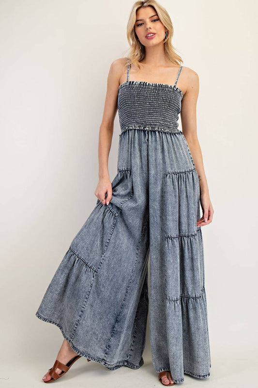 Mineral Washed Denim Jumpsuit