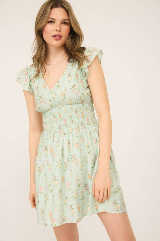Mint Floral Mini Dress