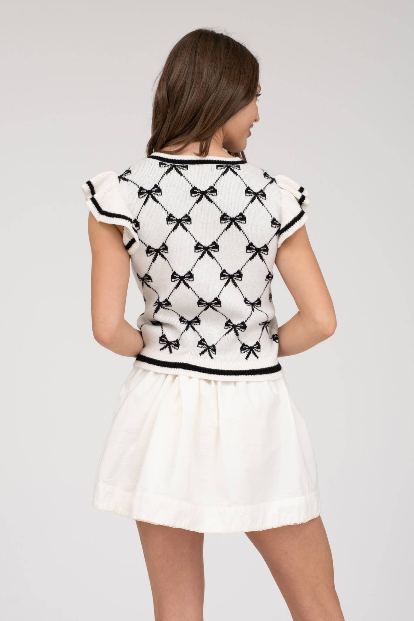 Bow pattern Knit Top